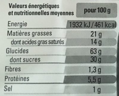 Gâteau Breton au Caramel nutrition facts table