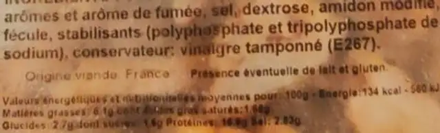 Émincé de Poulet Tikka nutrition facts table