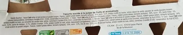 Fruits mixés ingredients label