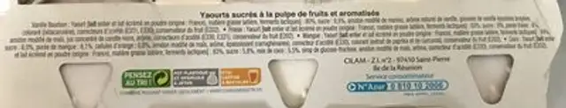 Fruits mixes ingredients label