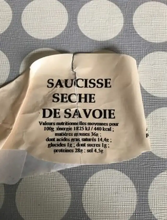 Saucisse seche de Savoie nutrition facts table