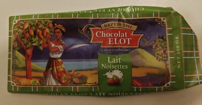 Chocolat au lait et aux noisettes front packaging