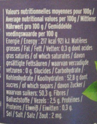 Myrtille Confiture Extra nutrition facts table