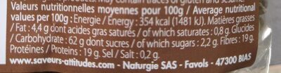 Pâtes sarrasin nutrition facts table