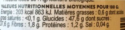Marron de FRANCE nutrition facts table