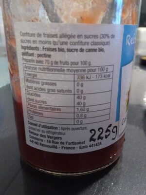 Confiture de Fraise nutrition facts table