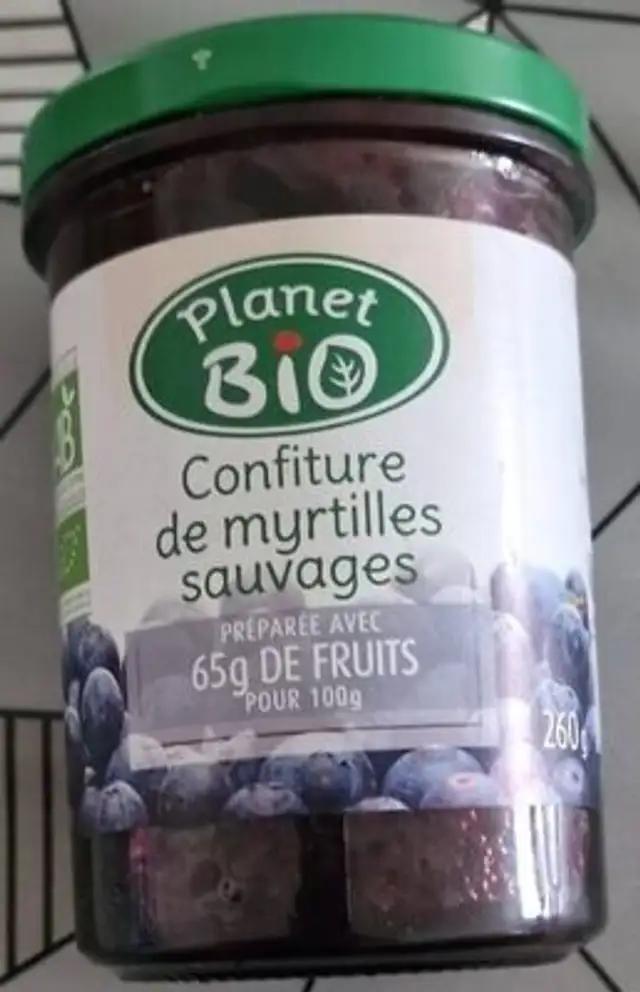 Confiture de myrtilles sauvages front packaging
