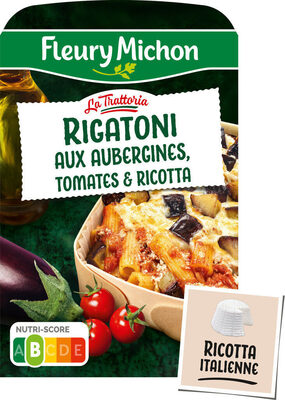 Rigatoni Aubergines Tomates et Ricotta front packaging
