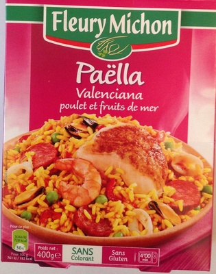 Paëlla Valenciana poulet et fruits de mer front packaging
