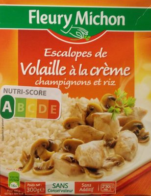 Escalopes de volaille à la crème champignons et riz