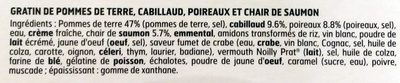 Gratin de Poisson pommes de terre et poireaux ingredients label