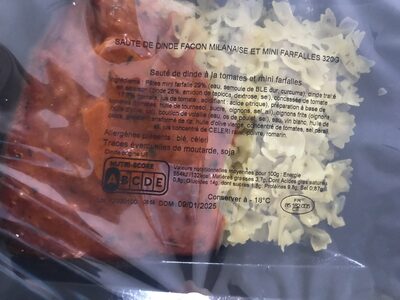 Sauté de dinde façon Milanaise et mini farfalles - 320g