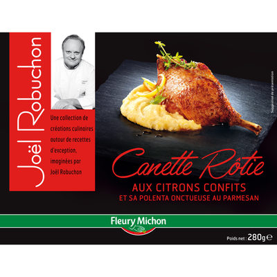 Canette rôtie aux citrons confits et sa polenta onctueuse au  parmesan