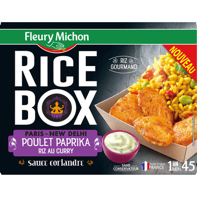 RICE BOX PARIS NEW DELHI Poulet paprika riz au curry sauce coriandre