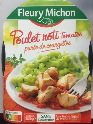 Poulet roti tomates puree de courgettes