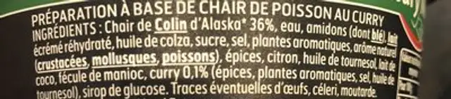 NOIX DE LA MER CURRY APERO ingredients label