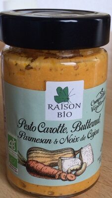 Pesto carotte, butternut, parmesan & noix de cajou front packaging