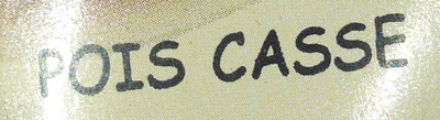 Pois cassé ingredients label