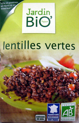 Lentilles vertes Bio front packaging