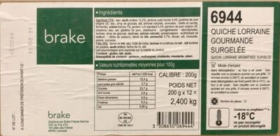 Quiche lorraine gourmande surgelee