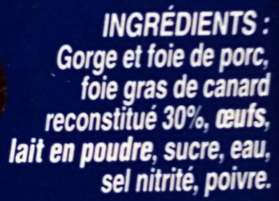 Pâte De Foie De Canard ingredients label