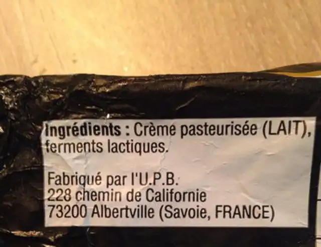 Beurre de baratte au lait pasteurisé LA DENT DU CHAT ingredients label