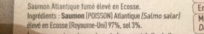 Saumon ingredients label