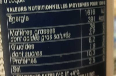 Apéri' Tarama Premium nutrition facts table