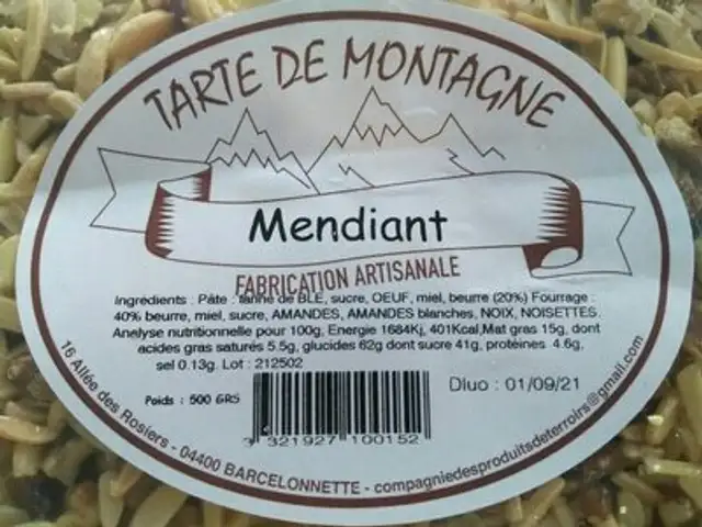 Mendiant - Tarte de montagne nutrition facts table