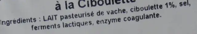 Val de Lou Ciboulette ingredients label