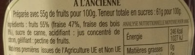 Confiture Fraises des Bois à l'Ancienne ingredients label