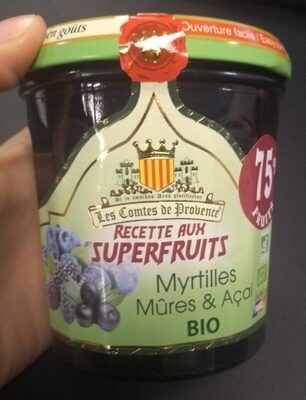 Confiture aux Superfruits Myrtille, Mûre & Acai front packaging