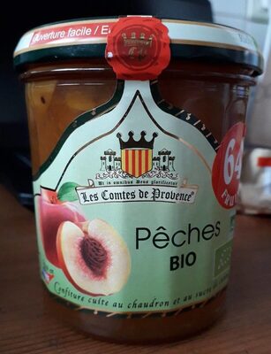 Confiture pêche bio front packaging