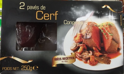 2 pavés de Cerf congelés front packaging