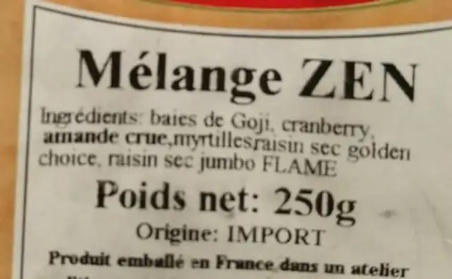 Figues Pulled ingredients label