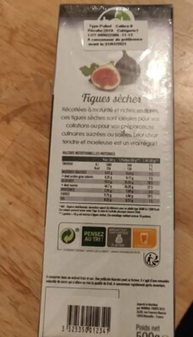 Figues Pulled nutrition facts table