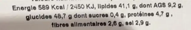 Les frit'pettes nutrition facts table