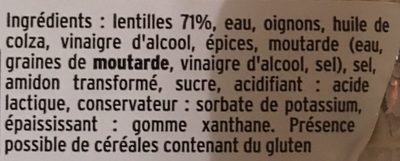 Salade de lentilles à la lyonnaise ingredients label