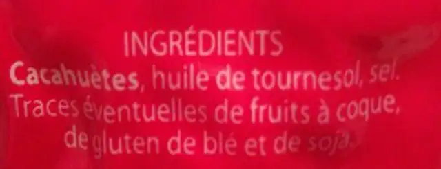 Cacahuetes grillees salees 400 g ingredients label