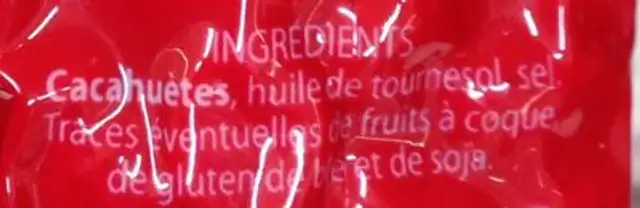 Menguy's cacahuetes grillees salees 410 g ingredients label