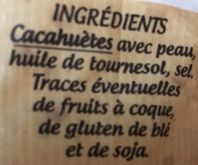 Cacahuètes à l'ancienne 390 g ingredients label