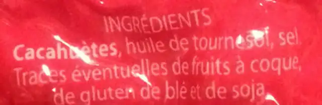 Menguy's cacahuetes grillees salees 390 g s/v ingredients label
