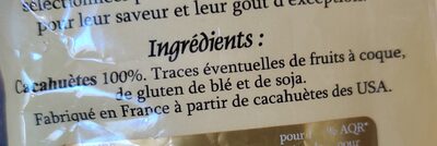 Cacahuètes ingredients label