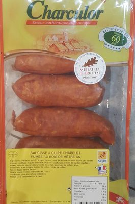 Saucisse à cuire chapelet fumée au bois de hêtre x6 front packaging