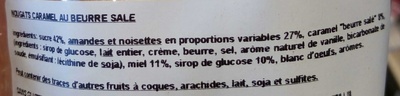 Nougats tendres caramel au beurre salé ingredients label