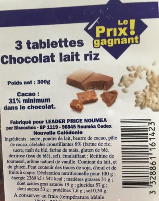 Chocolat lait riz