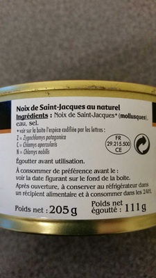 Noix de St Jacques au naturel