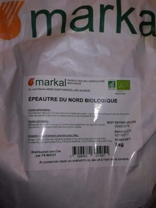 Épeautre du nord bio ingredients label