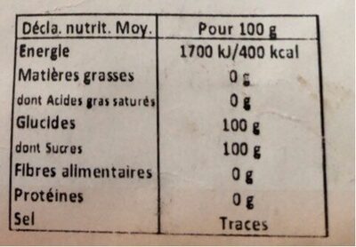 Fructose fin cristalisé nutrition facts table