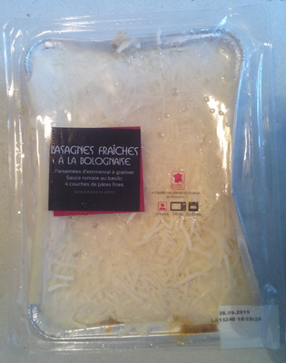 Lasagnes fraîches à la bolognaise front packaging